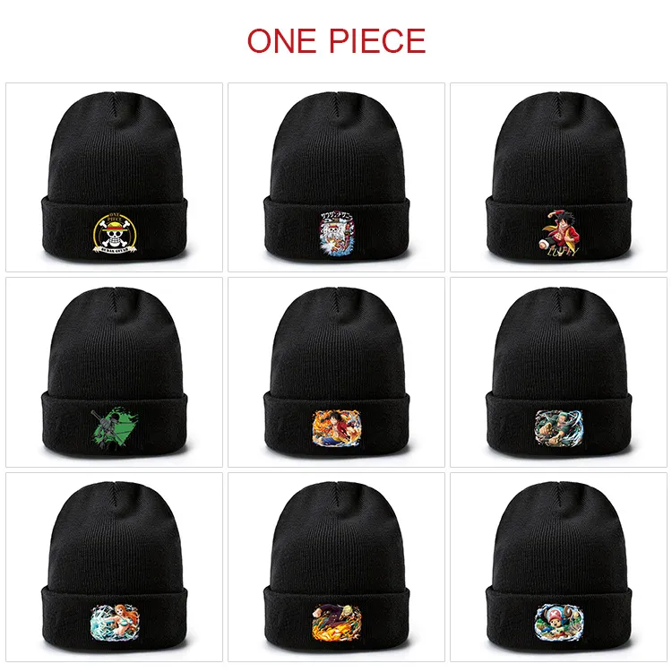 One Piece Inspired Cuffed Knit Beanie – Luffy & Straw Hat Pirates Printed Winter Hat, Warm Stretchable Skull Cap for Men Women & Anime Fans